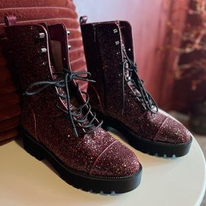 Michael Kors Glitter Combat Boots SIZE 10